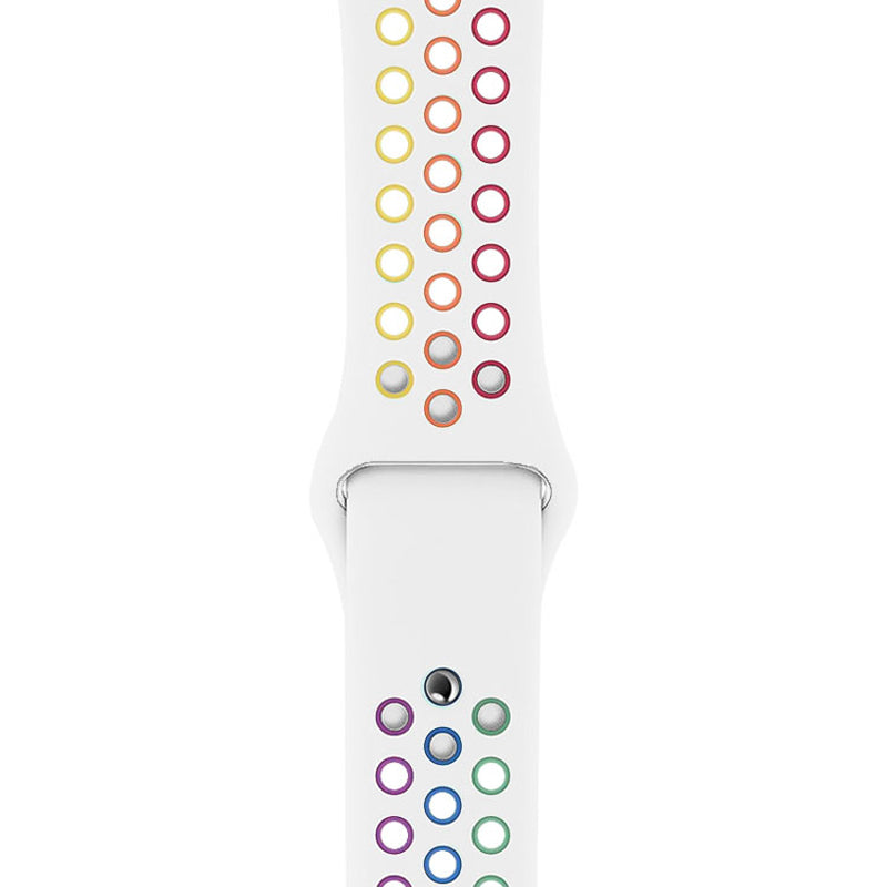 For Apple Watch Series 9 8 7 41mm 6 5 4 SE (2023) SE(2022) SE 40mm 3 2 1 38mm Dual Color Rainbow Silicone Watch Strap Adjustable Wrist Band For Apple Watch Series 9 8 7 41mm 6 5 4 SE (2023) SE(2022) SE 40mm 3 2 1 38mm Dual Color Rainbow Silicone Watch Strap Adjustable Wrist Band